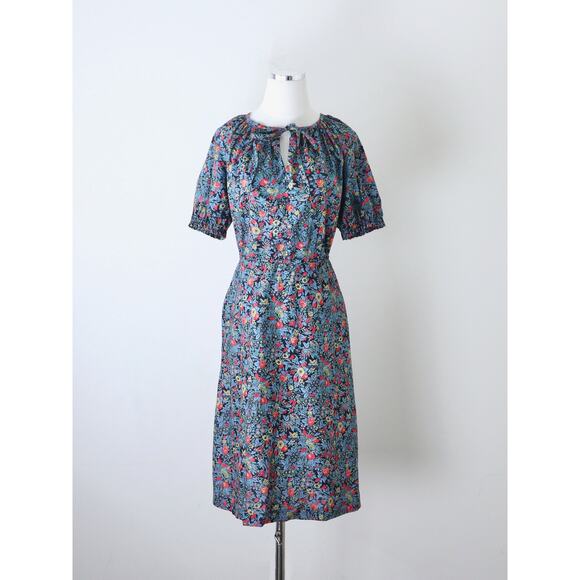 Handmade Size XL Vintage Prairie Sun Dress Cottage Cotton Floral Print - Picture 2 of 9